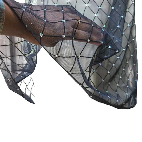 Vtg 90s Y2K Fairy Grunge Whimsigoth Black Semi-sheer Dress 6P Hoco Wedding Guest - Picture 5 of 12